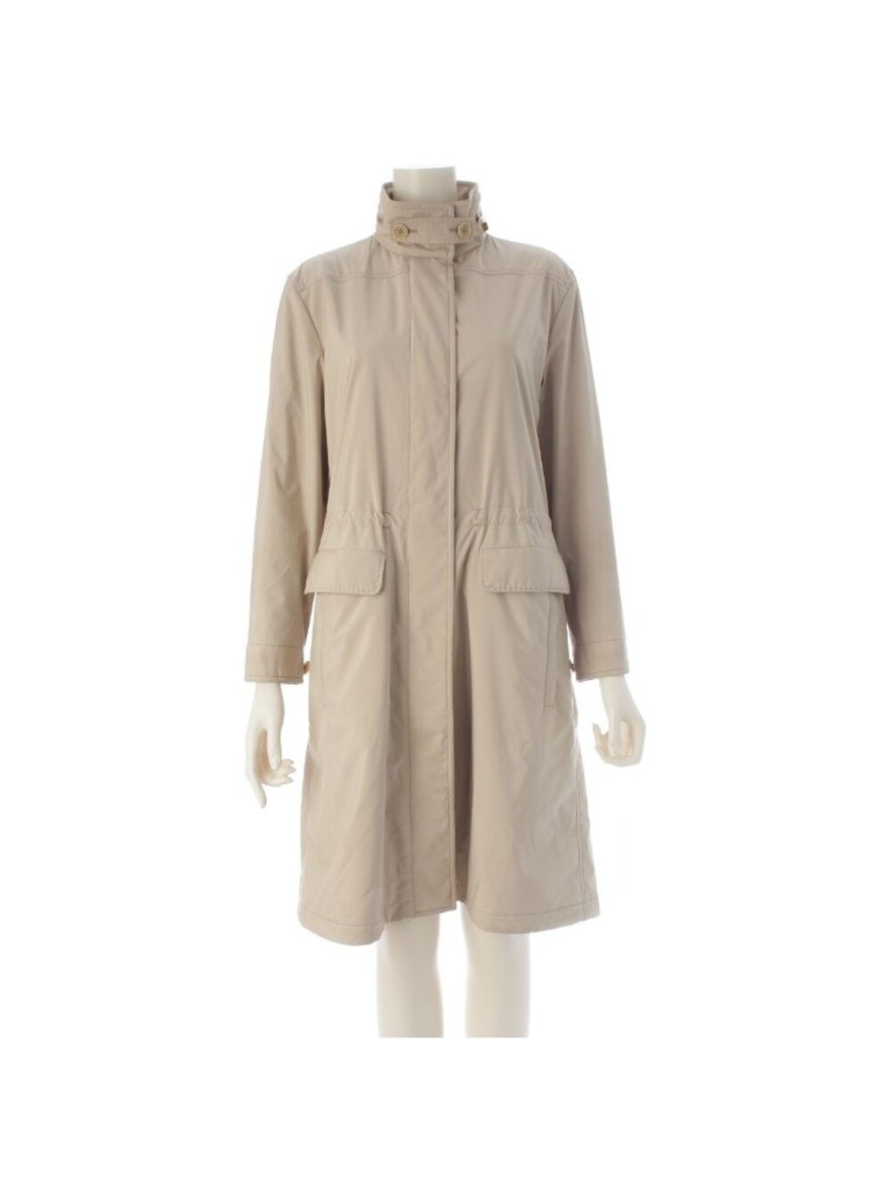 Loro Piana Polyester Nylon Long Coat Beige 40